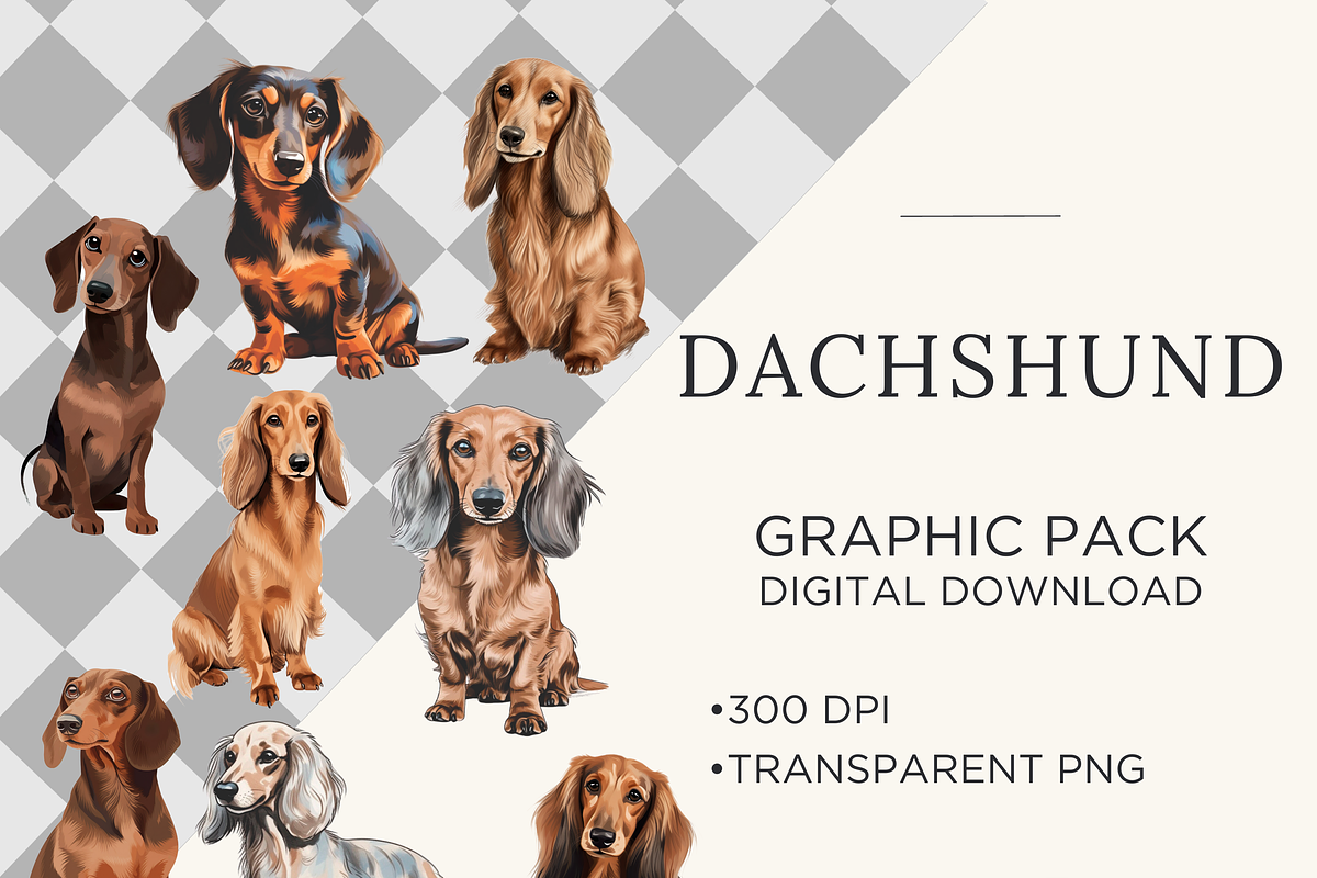 Dachshund Illustration Bundle, an Object Graphic by 1801Prints