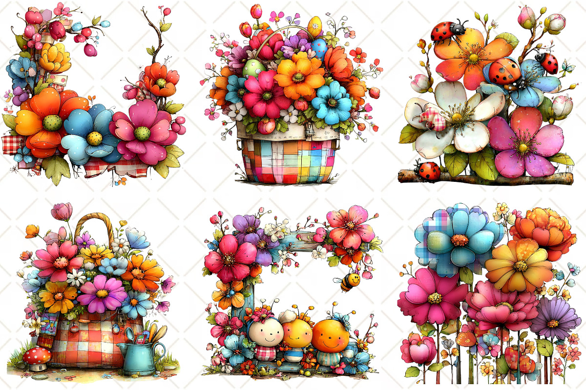 Whimsical Spring Gingham Clipart, an Illustration by Black Bird Studio (Photo 3 of 5)
