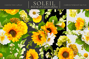 Soleil Floral Patterns & Clip Art