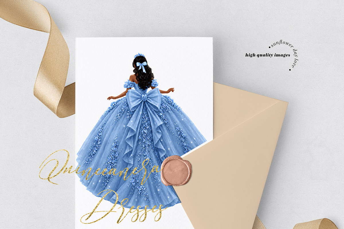 Dusty Blue Tan Skin Princess Clipart, a Person Illustration by Sunflower Day Love (Photo 2 of 3)