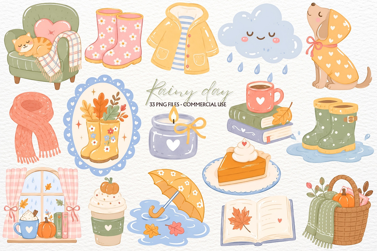 Cozy Autumn Clipart Png Rustic Fall, a Seasonal Illustration by SugarCloudStudioArt (Photo 1 of 5)