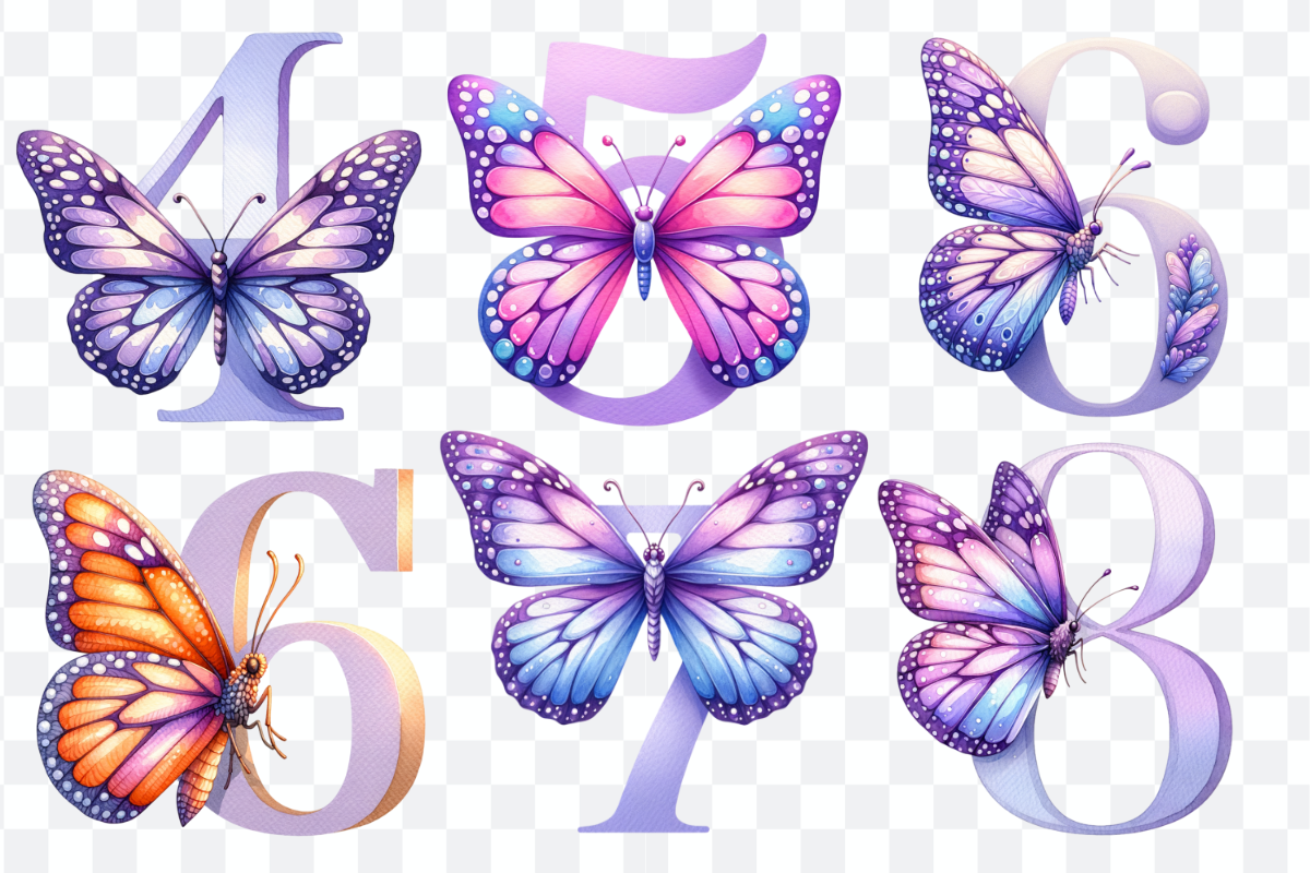 Butterfly Purple Alphabet and Number, a Symbol Font by Bubble Pixel (Photo 5 of 9)