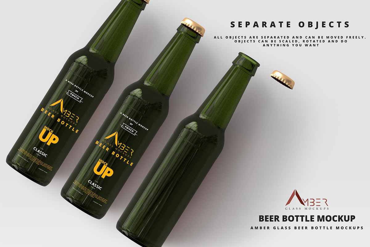 Amber Glass Beer Bottle Mockup 03, a Packaging Mockup by pmvch (Photo 6 of 8)