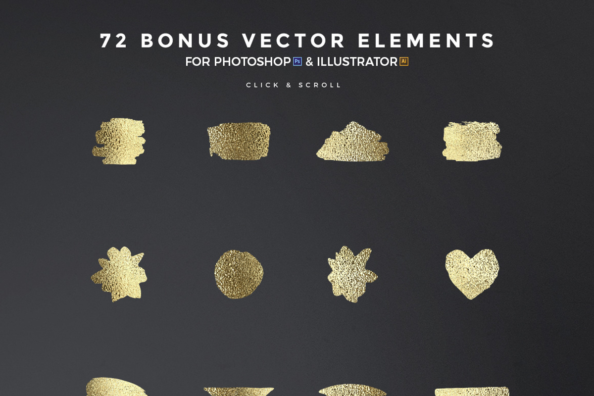300+ Gold Glitter Foil Styles, a Layer Style Add-On by Graphicdome (Photo 16 of 17)
