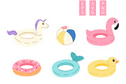 Cute Summer Pool Floats Clipart Set, a Seasonal Illustration by Milota (Thumbnail 1 of 3)