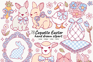 Coquette Easter Clipart | Hand Drawn