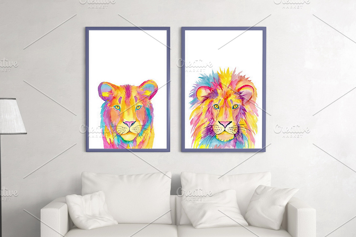 Watercolor Lion and Lioness, an Animal Illustration by ArtIrisArt (Photo 4 of 8)