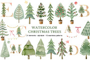 Watercolor Christmas trees clipart., a Decorative Illustration by TaPilipa (Thumbnail 1 of 8)