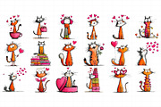 Quirky Valentine Day Cats Clipart, an Illustration by Daily.Designs (Thumbnail 5 of 5)