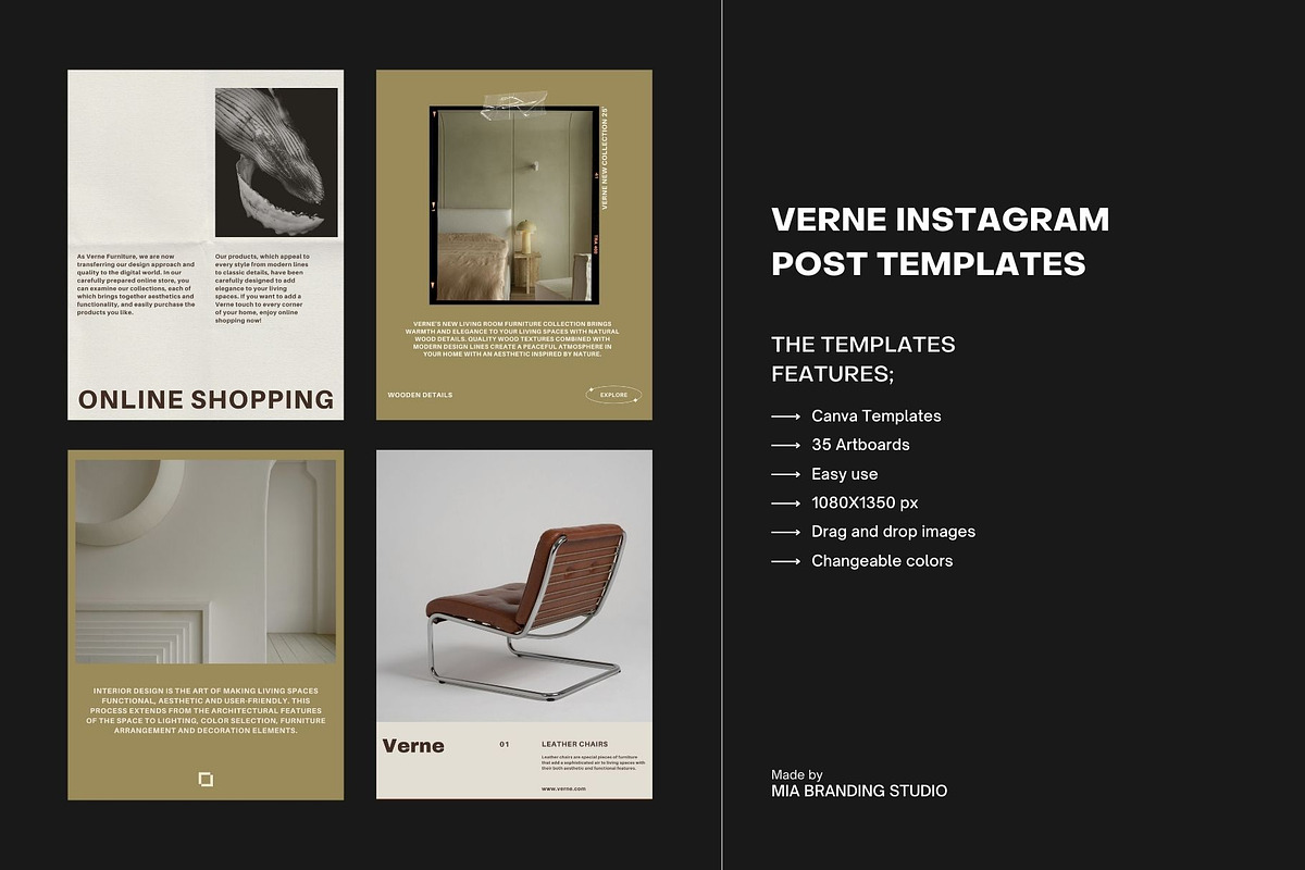 Verne Canva Instagram Templates, a Social Media Template by Mia Branding Studio (Photo 7 of 7)