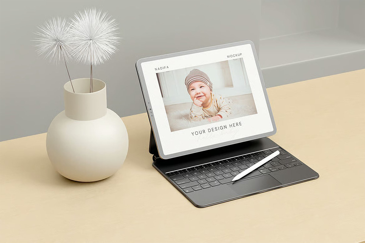 iPad With Keyboard Mockup, an iPad Mockup by zpackcreative (Photo 4 of 5)