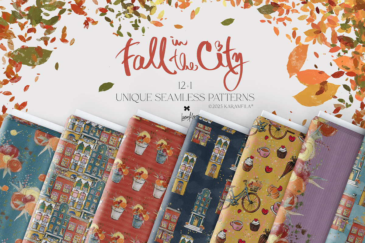 Fall City Hand Drawn Autumn Patterns, a Pattern Graphic by KaramfilaS (Photo 2 of 21)