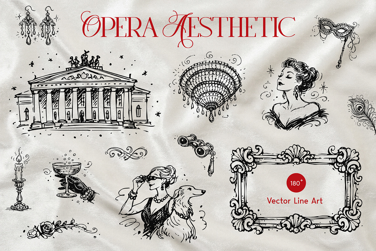 Opera Aesthetic: Vector Line Art, a Decorative Illustration by divanovskaya_nv (Photo 1 of 19)