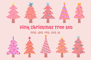 Pink Christmas Tree Set