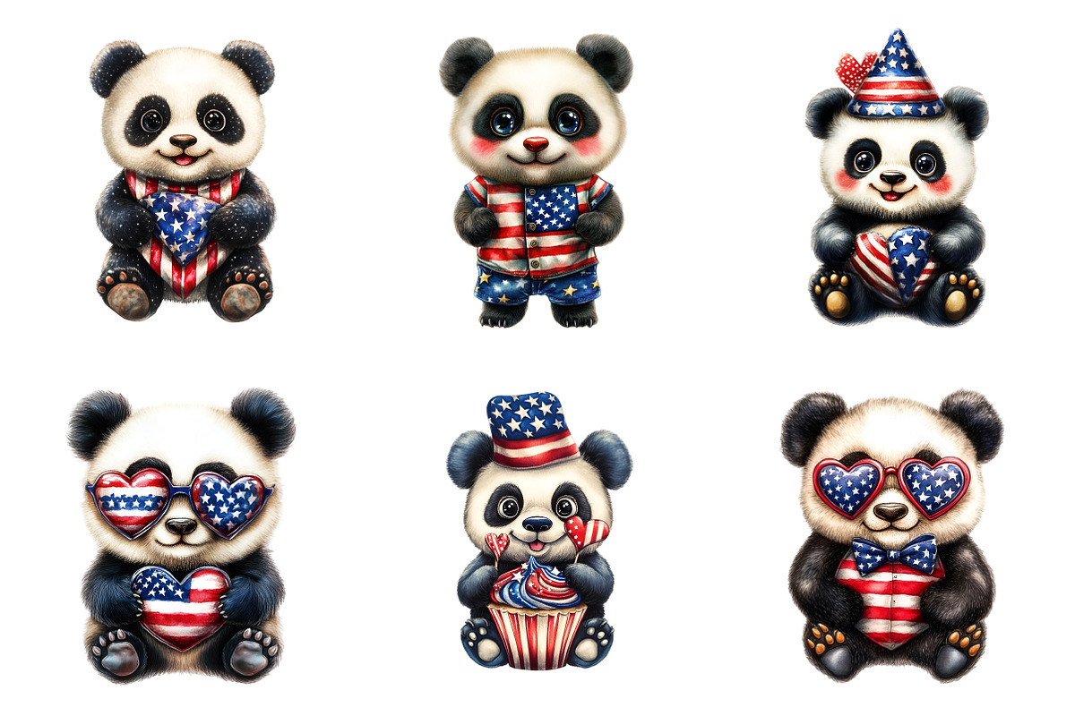 4th Of July Panda Sublimation Png, an Illustration by SinaCreation (Photo 3 of 9)