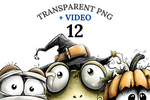 12 Halloween Frog Clipart, an Animal Illustration by Pati Charm Studio