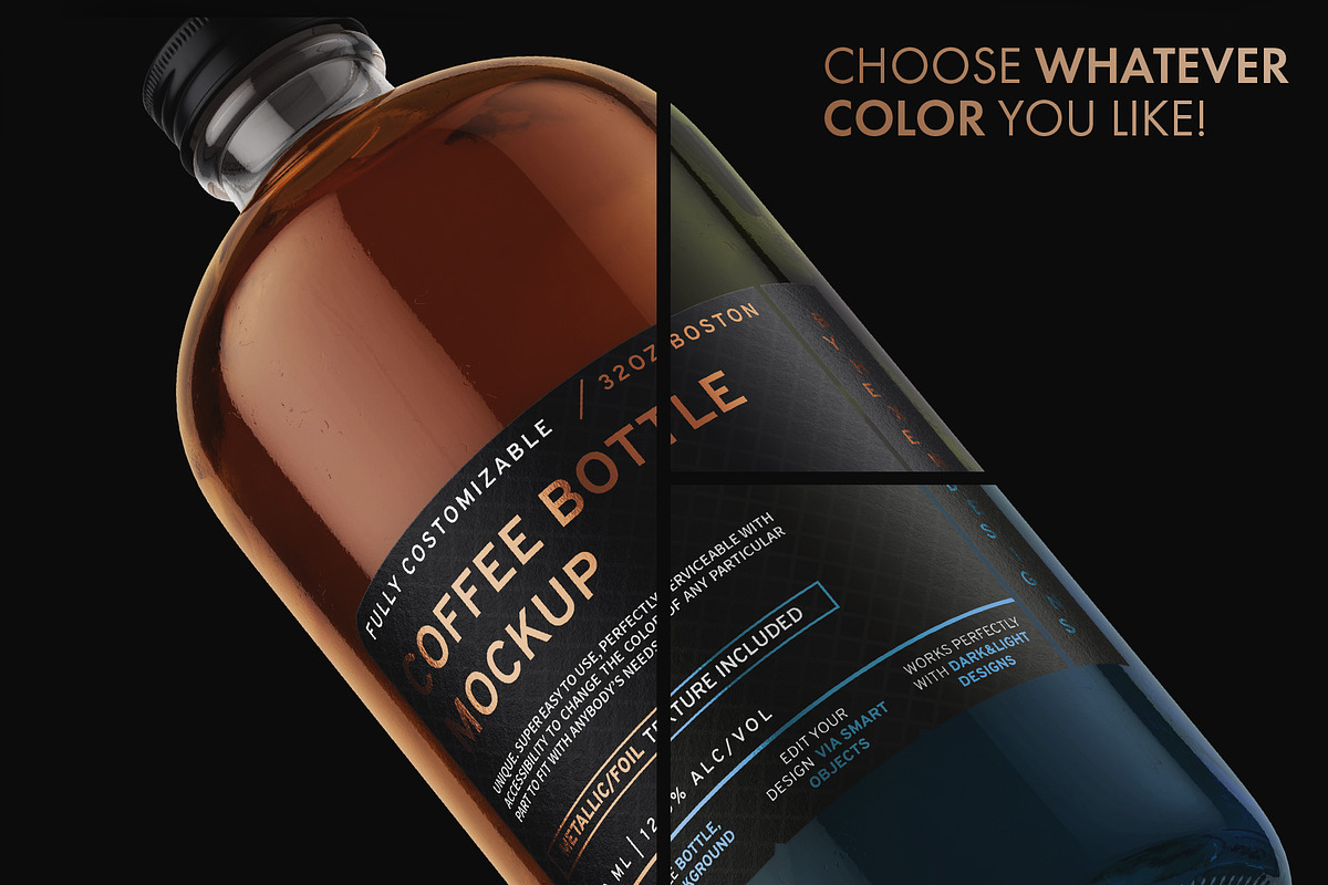 32oz Boston/Coffee Bottle Mockup, a Product Mockup by HexenDesigns (Photo 4 of 11)