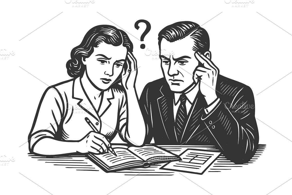 Married Couple Solving Problem, a Person Illustration by AlexArt