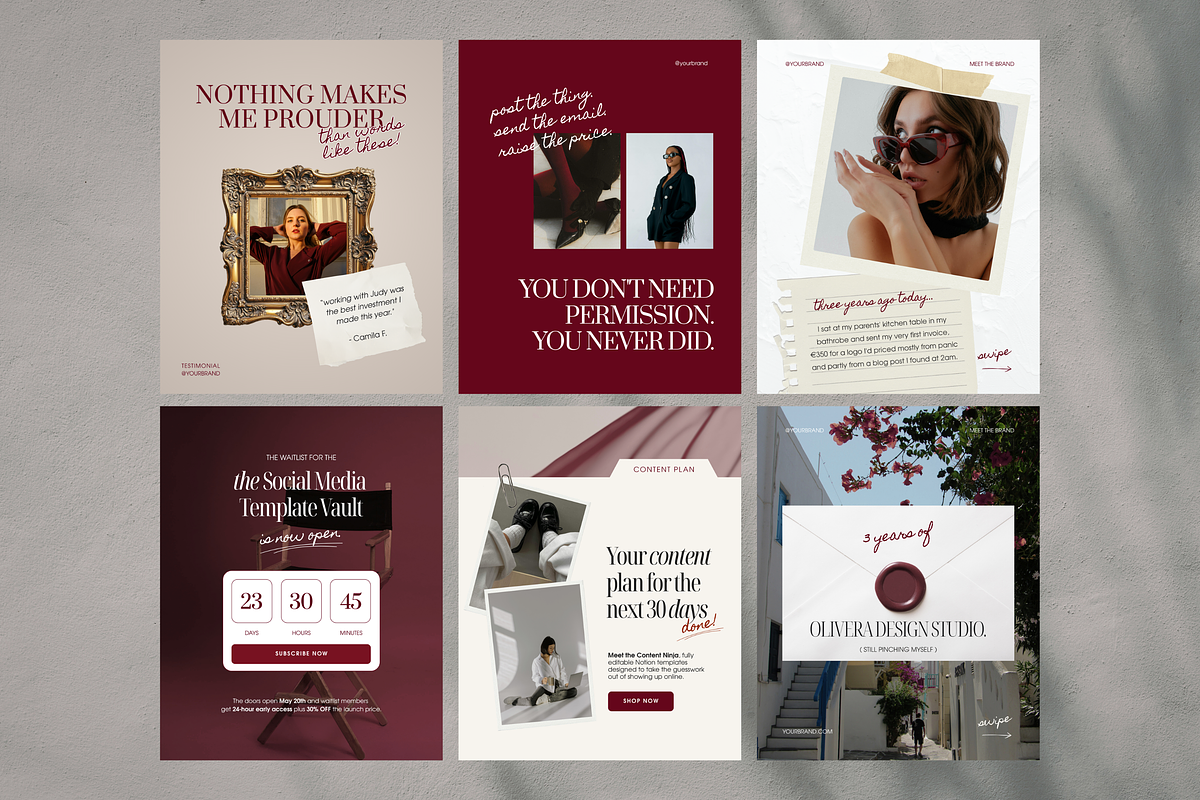 Bold & Burgundy Instagram Templates, a Social Media Template by CanvaTemplateClubCo (Photo 4 of 10)
