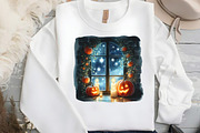 Watercolor Halloween Evening Clipart, an Illustration by DreamCafeArt (Thumbnail 6 of 7)