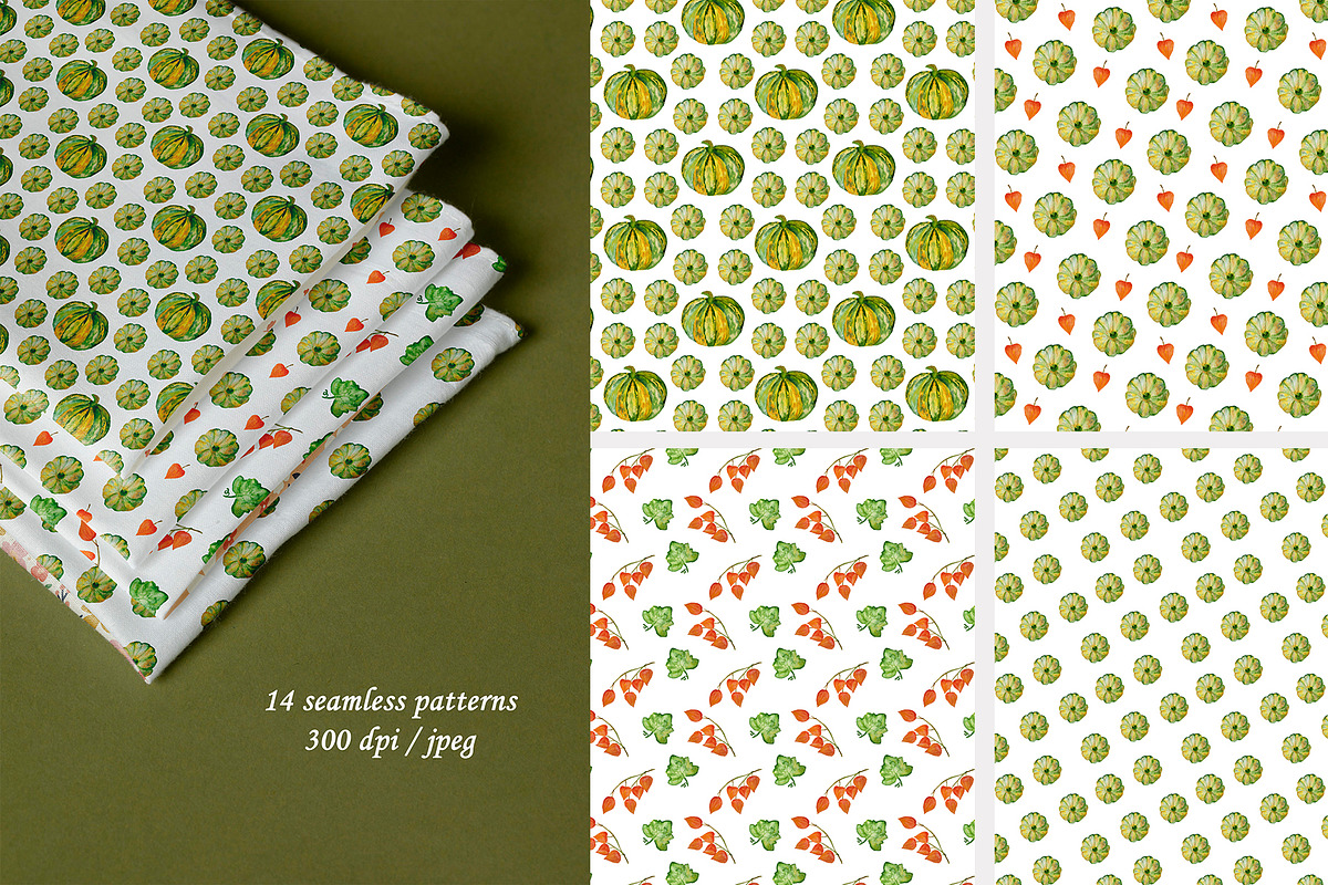 Pumpkin Charm. Seamless Patterns, an Illustration by YuliTeh_art (Photo 5 of 5)