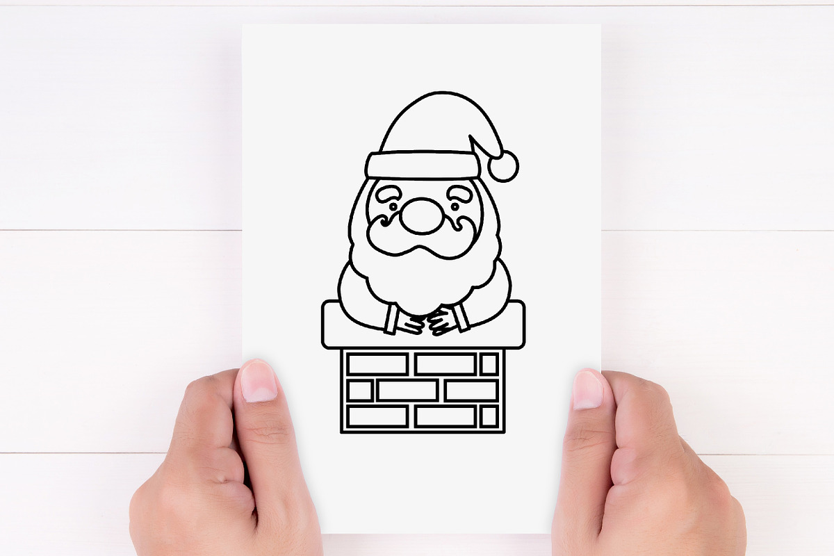 Santa & Elf Outline Clipart, a Decorative Illustration by Noey smiley (Photo 6 of 6)