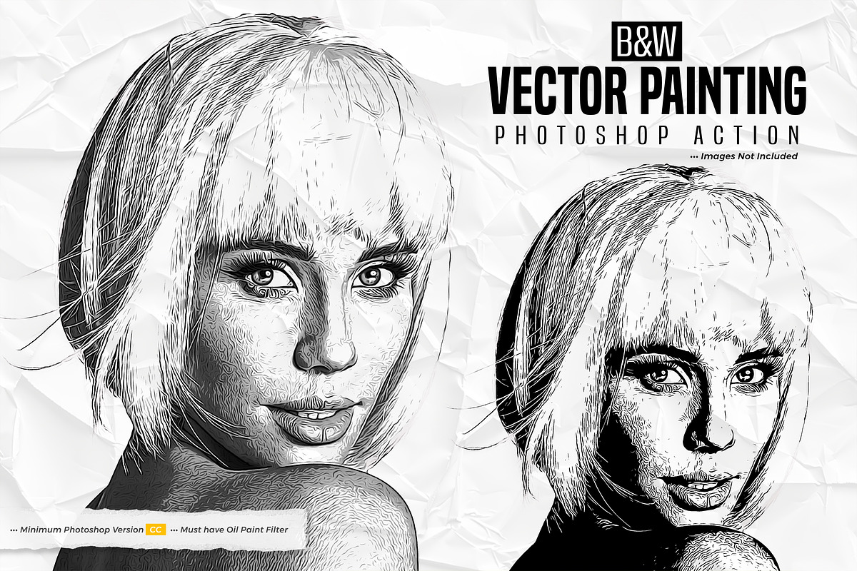 B&W Vector Painting Photoshop Action, an Action Add-On by iHemalaya (Photo 1 of 4)