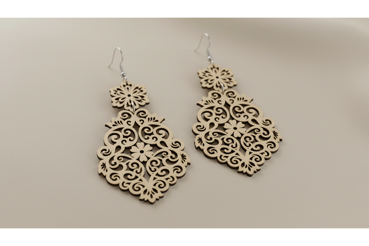 Floral Drop Earring SVGs, a Graphic by musafir_fashion (Photo 3 of 11)