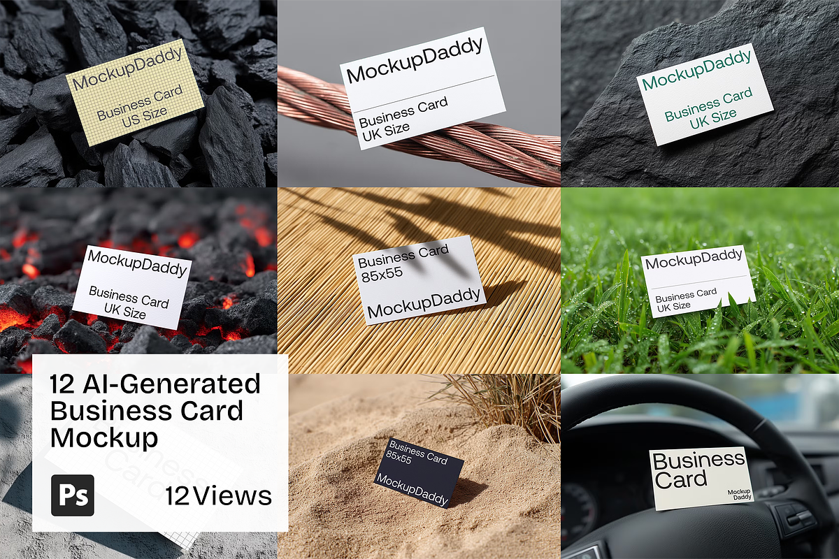 12 AI-Generated Business Card Mockup, an Advertising Mockup by Mockupdaddy (Photo 1 of 13)