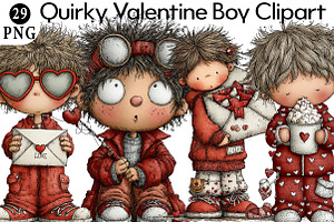Quirky Valentine Boy Clipart, an Illustration by Daily.Designs