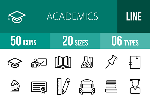 50 Academics Line Icons