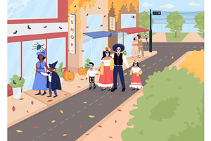 Halloween Celebration On Street