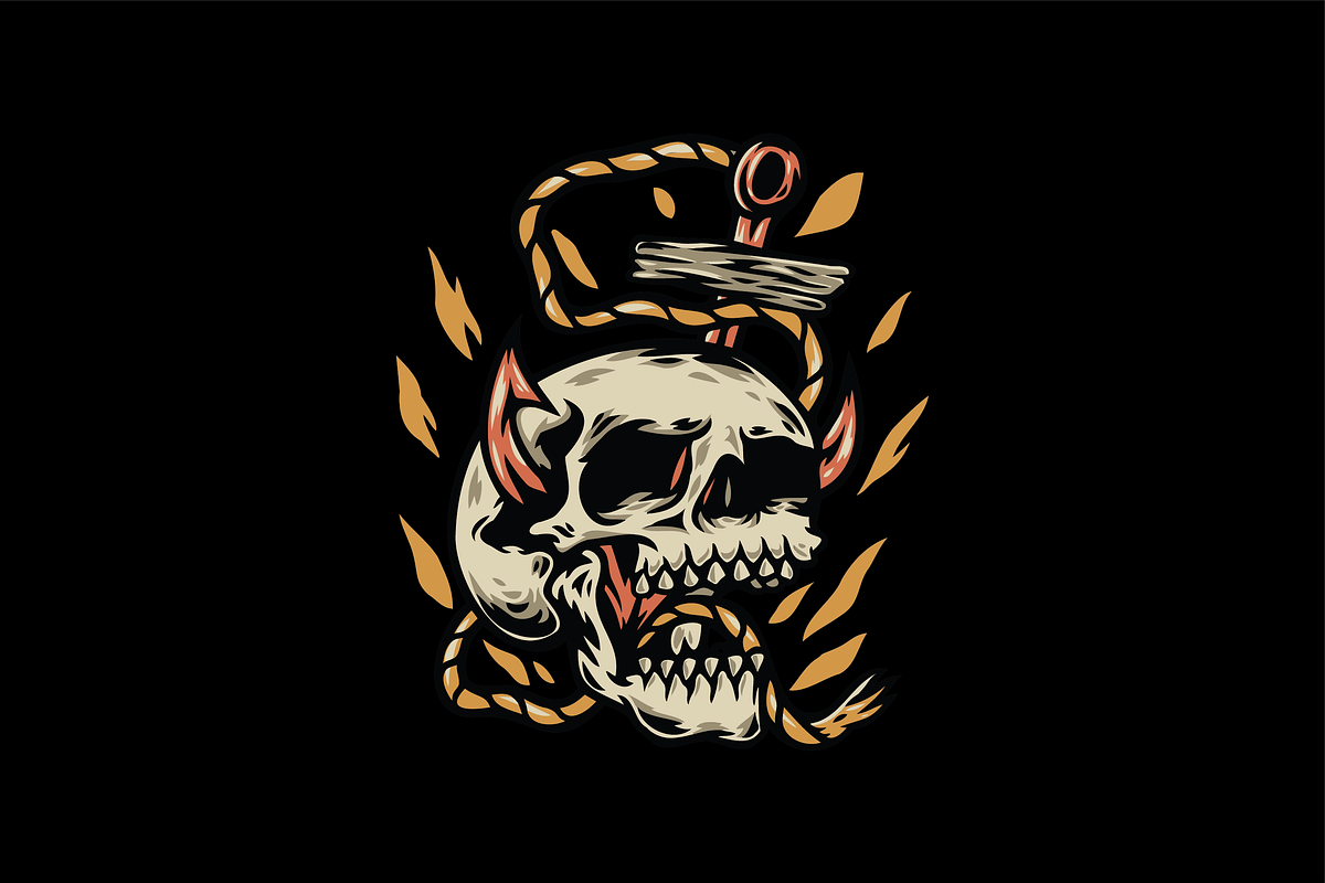 Skull with rope and devilish details, an Object Illustration by nomlimo.com (Photo 1 of 3)