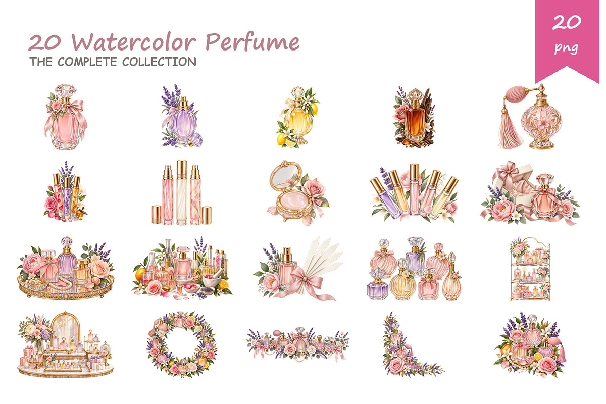 Watercolor Perfume Clipart, a Decorative Illustration by BerryPieArt (Photo 2 of 4)