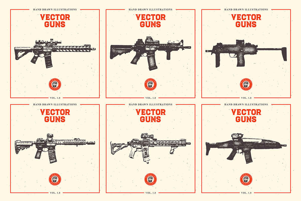 VECTOR GUNS HAND DRAWN BUNDLE 1.0, an Illustration by pawellpi