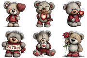 Valentine's Teddy Bear Clipart, an Illustration by CraftArtStudio (Thumbnail 2 of 6)