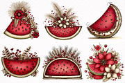Whimsical Boho Watermelon Clipart, an Illustration by DreamArtGraphic (Thumbnail 3 of 8)
