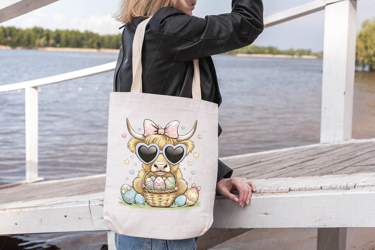 Easter Day Highland Cow PNG, Cute Co, an Illustration by DreamPrint404 (Photo 6 of 7)