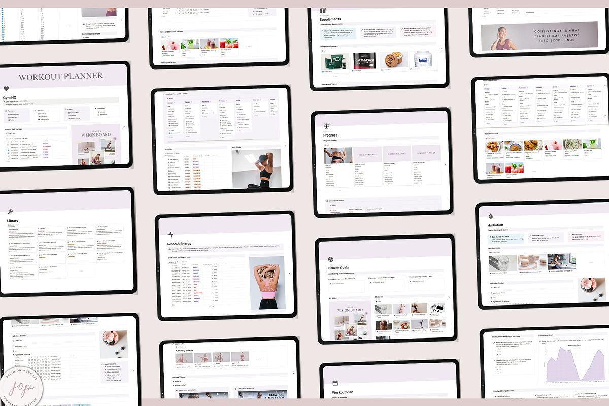 Notion PLR Template Workout Planner, a Templates & Theme by Julia On Purpose (Photo 3 of 10)