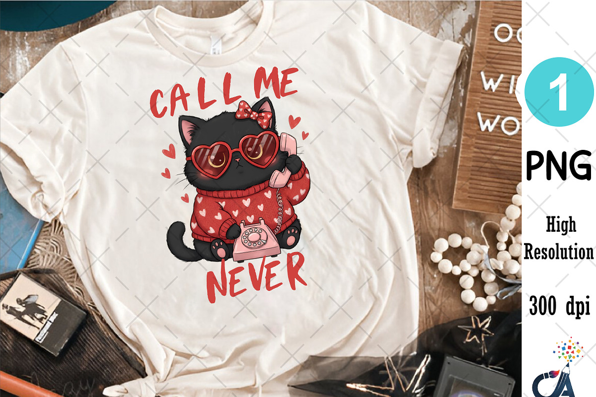 Funny Sarcastic Valentine Black Cat, an Illustration by Creative Art (Photo 5 of 6)