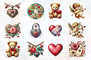 Retro Valentine Day Clipart, an Illustration by RobertsArt (Thumbnail 2 of 7)