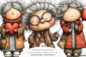 Quirky Elderly Valentine Woman PNG, an Illustration by SinaCreation
