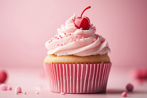 Delicious vanilla cupcake with pink, a Food & Drink Photo by MistyDay