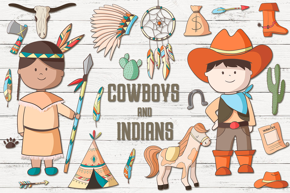 Cowboys and Indians, an Illustration by clipick (Photo 1 of 5)
