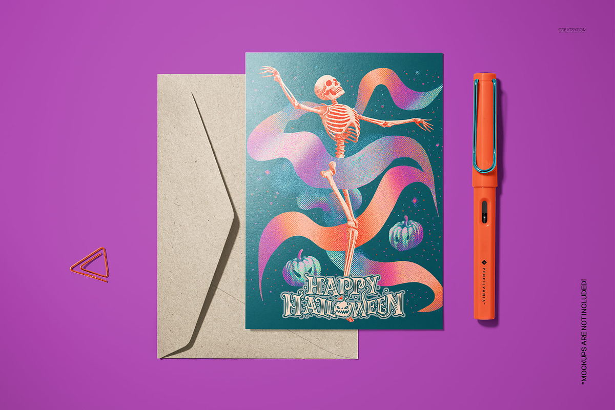 Vintage Halloween 5x7 Card Template, a Card Template by creatsy5 (Photo 4 of 5)