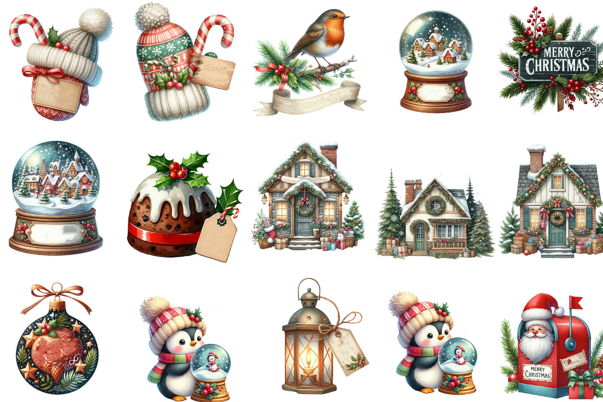 Merry Christmas Clipart, an Illustration by Designking (Photo 3 of 5)