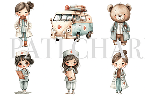 Hospital Clipart Set, a Decorative Illustration by Pati Charm Studio