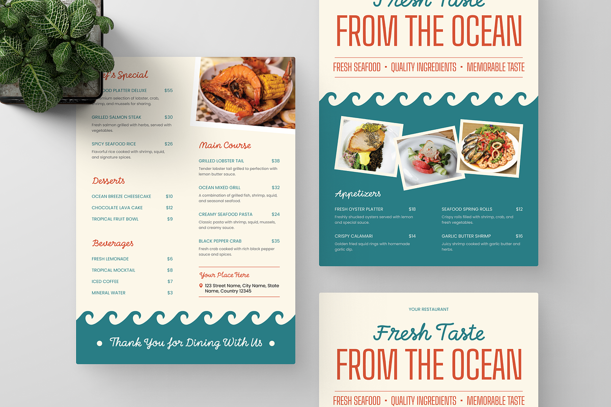 Seafood Restaurant Menu, a Flyer Template by Annora Studio (Photo 4 of 6)
