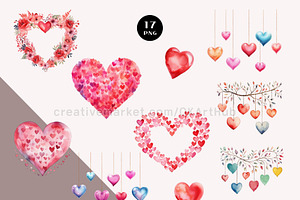 Watercolor Valentine Heart Clipart