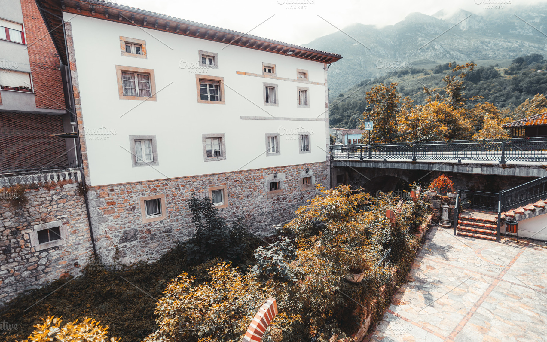 Cabrales courtyard and bridge view, an Architecture Photo by SkyNext